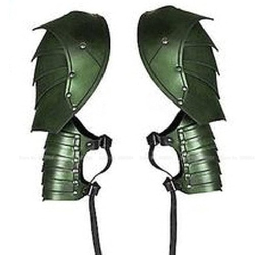 Générique Armure d'épaule Punk médiévale, épaulettes de Soldat de Chevalier Gothique Vintage, Armure segmentée en Cuir, Costume de Cosplay de Prince Pirate, Style médiéval (Vert)
