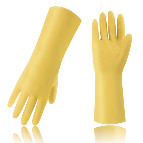 ANDANDA Gants De Travail, Gants Résistants Aux Produits Chimiques, Antidérapants, Gants De Protection Résistants Aux Acides, Aux Alcalis Et à l'Huile, Caoutchouc, Souple Et Comfortable, Jaune