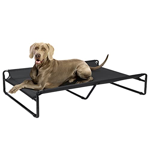 Veehoo Original Cooling Elevated Dog Bed, Outdoor Raised Dog Cots Bed for Large Dogs, Portable Standing Pet Bed with Washable Breathable Mesh, No-Slip Feet for Indoor Outdoor, XX-Large, Black, CWC2201 - 59.0"L x 35.4"W x 10.6"Th - Black