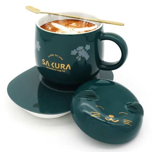 Coffee Warmer for Desk,Coffee Warmer with Mug Set Cup Warmer Cute Cat Mug Set Smart Coffee Mug Warmer Mr Coffee Cup Warmer Beverage Coffee Mug Warmer Set Birthday Gift Box Green - Green
