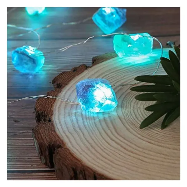 
                            Natural Genuine Amethyst and Fluorite Healing Crystal String Lights Battery Operated with Remote for Reiki Ornaments Bedroom Nightlight Gift
                        