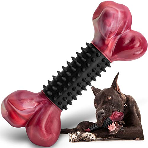 Apasiri Dog Toys for Aggressive Chewers Large Medium Breed, Dog Chew Toys, Dog Bones Made with Natural Rubber and Nylon, Large Dog Toys, Puppy Chew Toys Teething Toys Indestructible Durable Tough - Bacon - Medium & Large (Pack of 1)