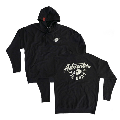 ADVENTURE TIL DEATH | UNISEX HOODIE / BLACK / MEDIUM