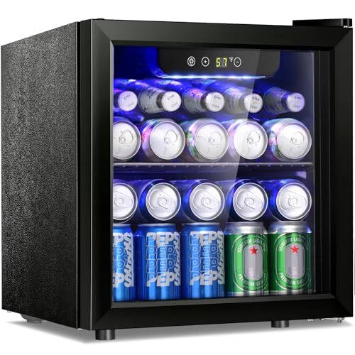 Antarctic Star 12 Bottle/48 Can Beverage Refrigerator, Wine Cooler/Cabinet, Mini Drink Fridge, Clear Front Glass Door Counter Top Red Cellar Beer Soda Bar Quiet Compressor Freestanding 1.3 cu.ft. - 1.3cu.ft