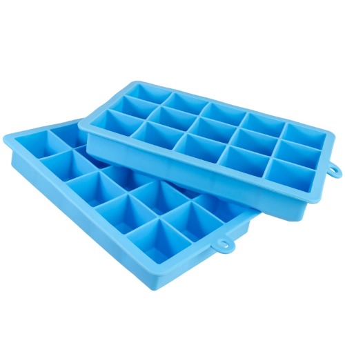 igadgitz home Silicone Ice Cube Tray 15 Square Food Grade Ice Cube Moulds - Pack of 2