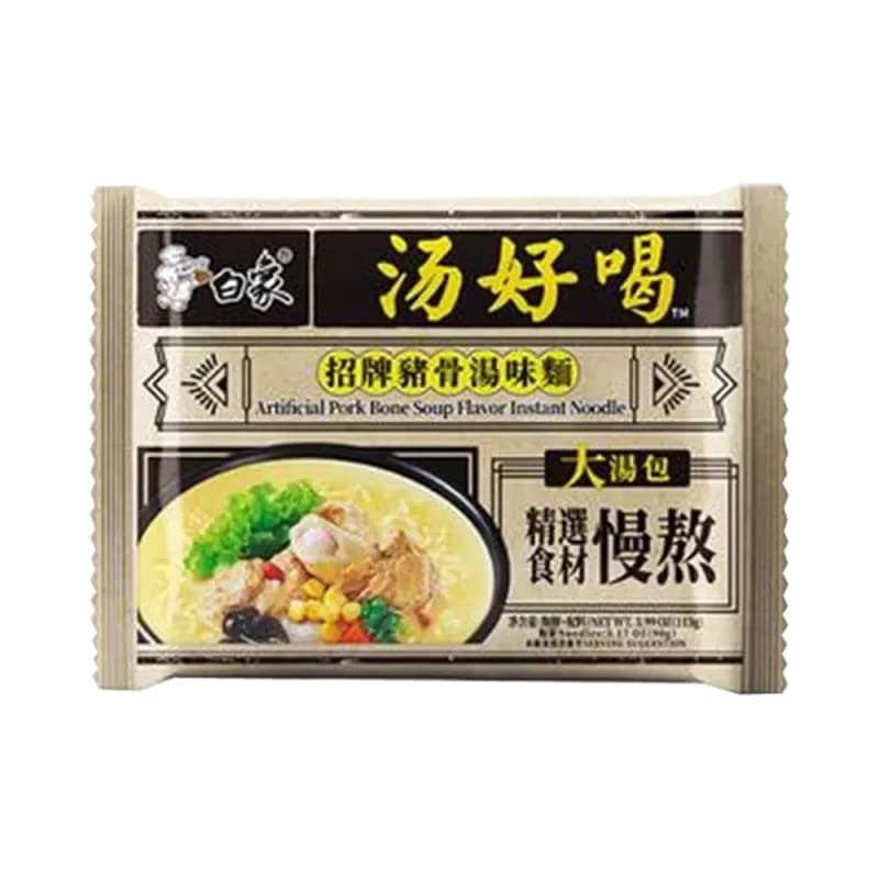 Baixiang, Instant Noodle, Artificial Pork Bone Soup Flavour, 111 gram [Pack of 2 pieces]