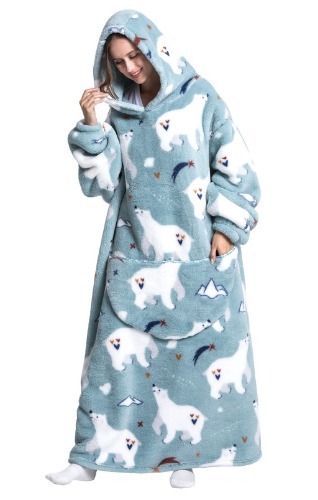 Ksnnrsng Oversized Hoodie Wearable Blanket, Super Soft Warm Comfortable Giant Wearable Blanket for Women Men Adults with big Pocket (Polar bear)