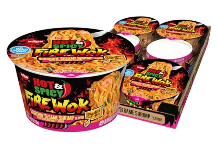 Nissin Hot & Spicy Fire Wok, Scorchin' Sesame Shrimp, 4.55 Ounce (Pack of 6)