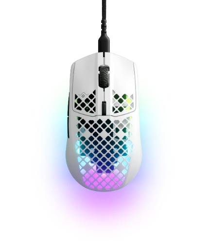 SteelSeries Aerox 3 - Super Light Gaming Mouse - 8,500 CPI TrueMove Core Optical Sensor - Ultra-lightweight 59g Water Resistant Design - Universal USB-C connectivity - Snow - Snow Wired Gaming Mouse