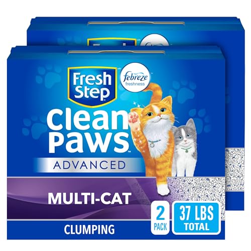 Fresh Step Clumping Cat Litter, Advanced, Clean Paws Multi-Cat, Extra Large, 37 Pounds total (2 Pack of 18.5lb Boxes) - Multi Cat - 37 lb