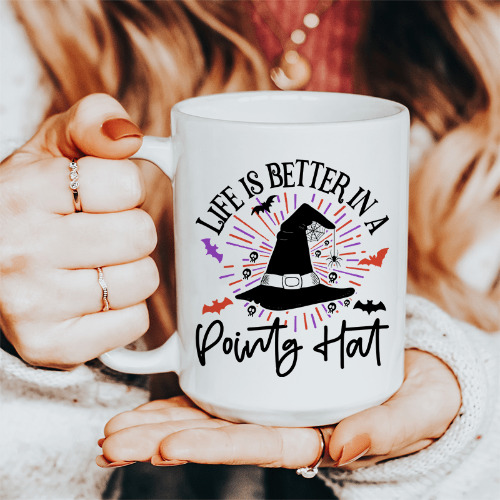 Life Is Better In A Pointy Hat Ceramic Mug 15 oz - White / One Size
