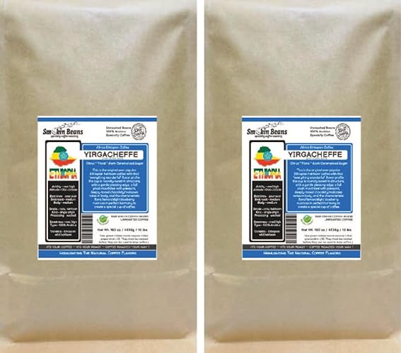 20-pound Ethiopia Yirgacheffe (Unroasted Green Coffee Beans) African heirloom coffee fresh current-crop beans for home coffee roasters specialty-grade coffee beans (2x10lb bags) good long-term storage - Green - 12.5 Pound (Pack of 1)