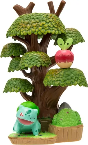 Pokemon Select Forest Environment - Multi-Level Display Set with 2-Inch Bulbasaur and Applin Battle Figures