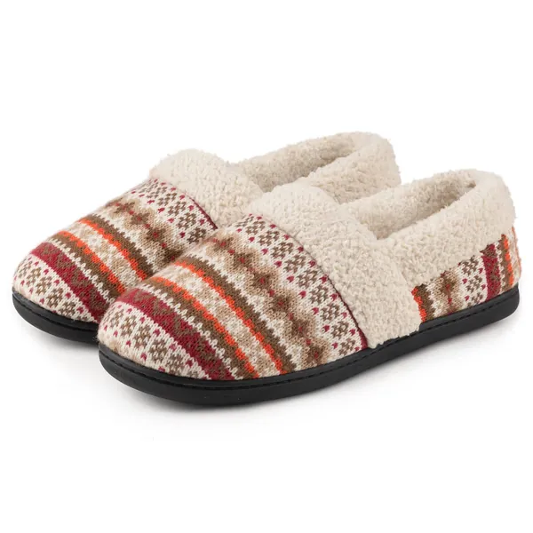 RockDove Women's Nordic Sweater Knit Slipper - 6 Brown