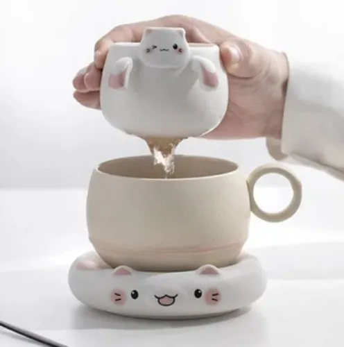 Cat Tea Cup + Tea Filter!! ☕ 
