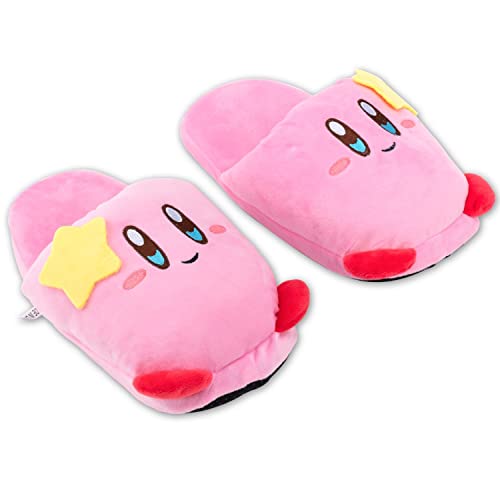 Glopastel Kirby Slippers | Cute Anime Video Game Smash Bros Star Allies Forgotten Land | Plush Pink Pastel Fuzzy Slip On House Shoes One Size Adults Women Medium