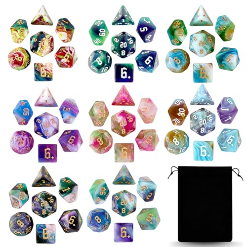 DND Dice Set,8x7 (56 Pieces) Polyhedral Dice with a Large Drawstring Bag Great for Dungeons and Dragons, Role Playing RPG MTG Table Game（8 Colors） - 8 Colors