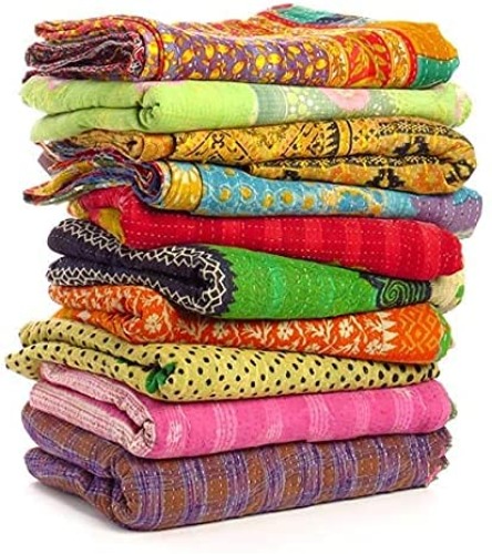 DIYANA IMPEX Wholesale Mix lot Tribal Kantha Quilts Reversible Vintage Cotton Bedspread Sari Throw Old Assorted Patches Bed Cover Rally (1) - 1