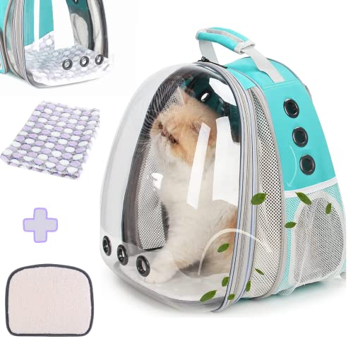 Lollimeow Pet Carrier Backpack, Bubble Backpack Carrier, Cats and Puppies,Airline-Approved, Designed for Travel, Hiking, Walking & Outdoor Use (Green-Front Expandable) - Front Expandable-Green