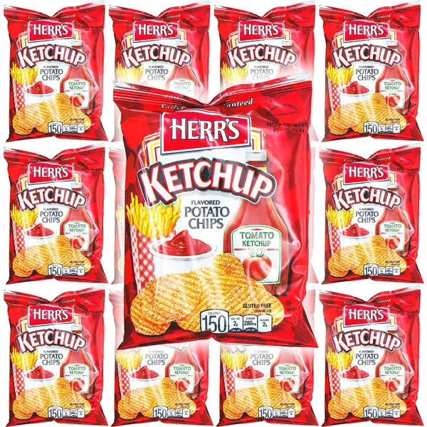 HERR'S Ketchup Flavor Potato Chips, 1oz Bag (Pack of 12, Total of 12 Oz) - 