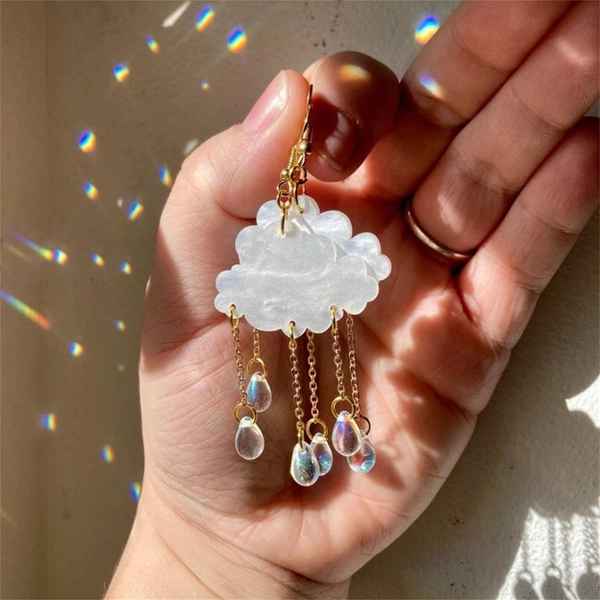 Cute Rain Cloud Earrings, Rainy Earrings, Raindrop Stud Earring, Rain Earrings, Cute Earring, Kawaii earring, Earrings for Women