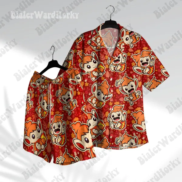 Chimchar Funny Hawaiian Shirt Fire Type Shirt Aloha Hawaiian Shirt Anime Shirt Chimchar Gifts