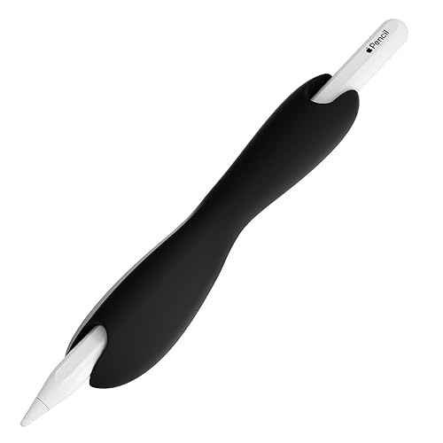 ELETIUO Grip Compatible with Apple Pencil Pro,1st/2nd Generation,USB-C Model,Protective Silicone Sleeve Cover Ergonomic Dual-Head Design Compatible with Magnetic Charging and Double Tap,Black - Black