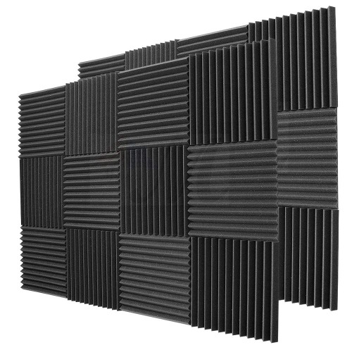 BEWAVE Acoustic Panels Soundproofing Acoustic Foam, Sound Proof Padding Wedge Tiles, Studio Sound Treatment (24 Pcs, Black)