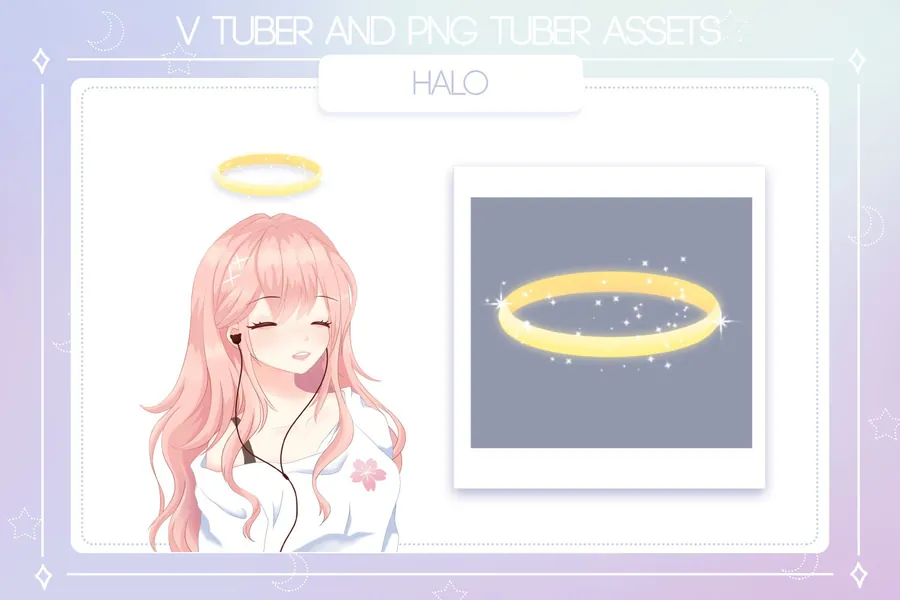 Premade PNG Tuber & V Tuber Asset | Cute Halo | PNG tuber, Vtuber, Live2D, Livestreaming, Stream, Twitch, Youtube, OBS