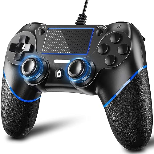 CICILOGIC Wired PS4 Controller for PC, Wired Controller Compatible with Playstation 4/Pro/Slim with Dual Vibration Motion Motors 6.5ft Cable Length