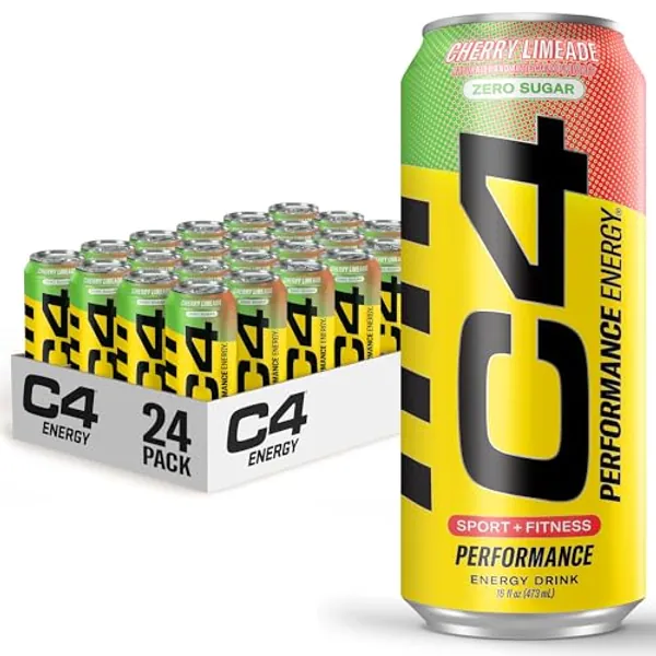 C4 Original Sugar Free Energy Drink 16oz (Pack of 24) | Cherry Limeade | Pre Workout Performance Drink with No Artificial Colors or Dyes - Cherry Limeade - 16 Fl Oz (Pack of 24)