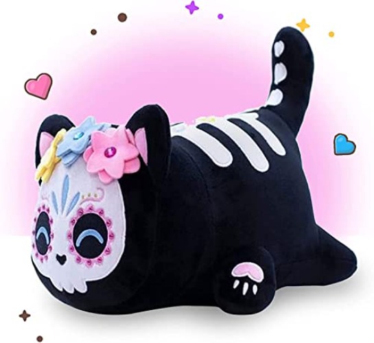 BenJohot Soft Meemeows Cat Stuffed Animals Plush, Cute Dessert Cat Plushies Toy Pillow, Great Gift for Kids Thanksgiving,Halloween,Christmas Decorations (Skull Cat) - Skull Cat