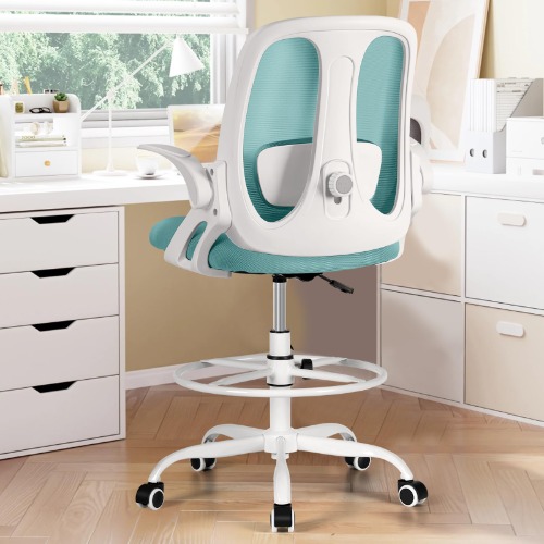 Razzor Drafting Chair Tall Ergonomic Office Chair Standing Desk Stool Chair with Adjustable Lumbar Support and Footrest Ring Executive Computer Chair, RZ2203-Z-Mint Green - 2203-Z - Mint Green