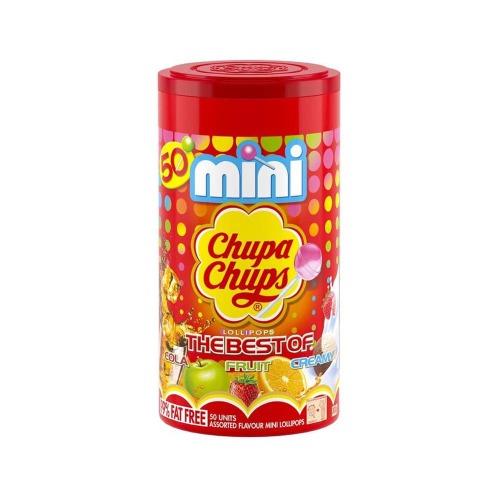Chupa Chups Best of Mini Tube Small Lollipops, 50 Count