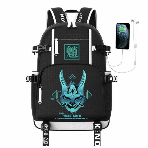 Game Genshin Impact Xiao Backpack School bag USB charge Laptop music travel bags