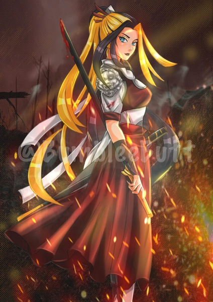 Samurai Bee Art Print - BumbleeButt Vtuber Illustration - Sexy Waifu Print - Bee Oc Wallart - Edgy Anime Art - 5x7/A4 Pinup Poster