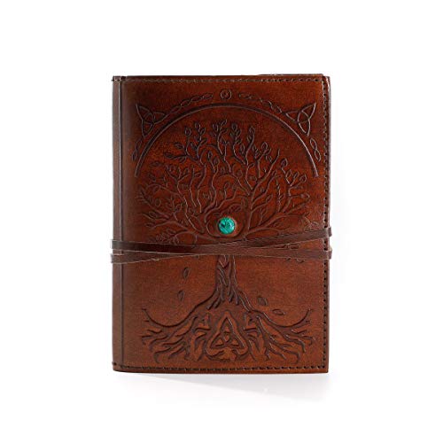Leather Journal in Brown 8x6 Refillable Lined Paper Tree of Life Handmade writing Notebook Diary leather Bound Daily Notepad for women and men Writing pad Gift for Artist Sketch by KPL - 8 x 6 - Brown