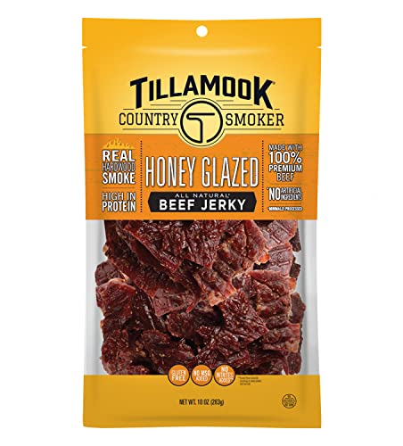 Tillamook Country Smoker Real Hardwood Smoked Beef Jerky, Honey Glazed, 10 Ounce - Honey Glazed - 10 Ounce (Pack of 1)