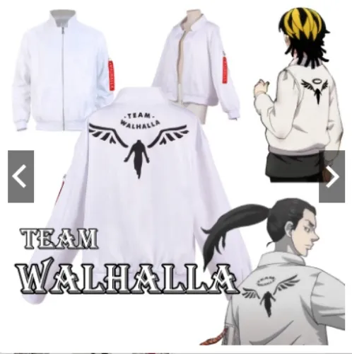 Tokyo Revengers Hanemiya Kazutora Cosplay Costume Wig Zipper White Jacket Valhalla Uniform Baseball Coat Halloween Party