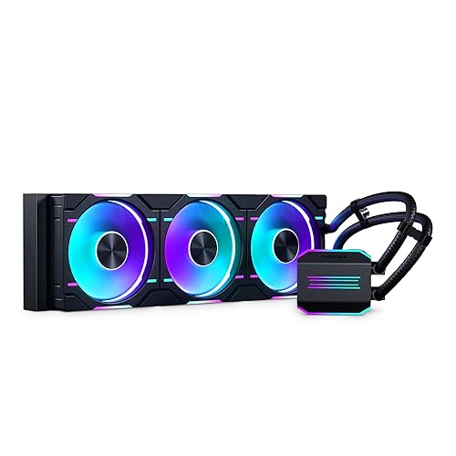 Phanteks (PH-GO360D30_DBK01) Glacier One 360D30 Premium D-RGB AIO Liquid CPU Cooler, DRGB Pump Cap Design, 3X D30 120mm PWM D-RGB Fans, Support Intel Core 14th Gen, Black