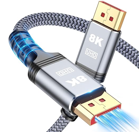 iYavvort DisplayPort Cable 1.4, [VESA Certified] 8K 4K DP Cable 9.8ft, Display Port Cable [8K@60Hz, 4K@144Hz, 2K@240Hz, 32.4Gbps], High Refresh Rate for Gaming Monitor, HBR3, HDR (9.8 Feet) - 9.8 Feet