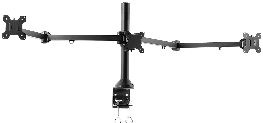 VIVO Triple Monitor 23 to 32 inch LED LCD Clamp-on Desk Mount, Heavy Duty Articulating VESA Computer Stand, Holds 3 Screens, Fully Adjustable for Home Office Workstation, Black, STAND-V103 - Black