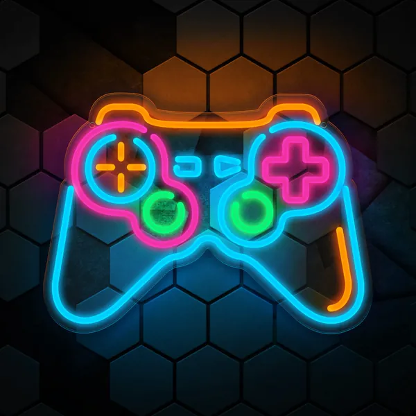 Eufrozy LED Neon Game Sign, 6 Dimmable Gaming Neon Light Signs USB Powered Playstation Controller Light Decor for Game Room Party Wall Accessories Teen Boy Kids - gamepad