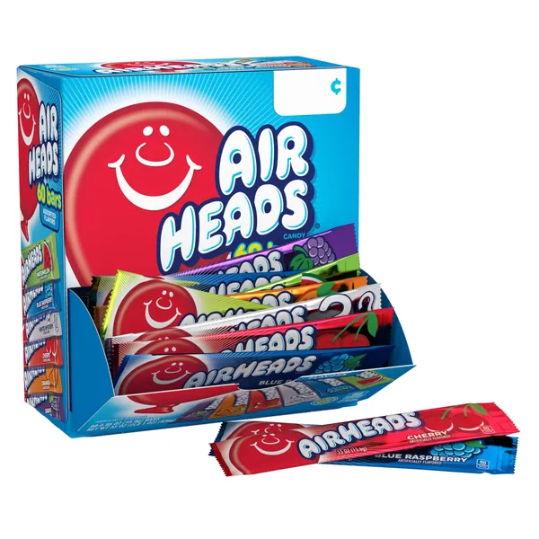 Airheads Candy Bars, Easter, Variety Bulk Box, Chewy Full Size Fruit Taffy, Gifts, Holiday, Parties, Concessions, Pantry, Non Melting, Party, 60 Indvidually Wrapped Full Size Bars