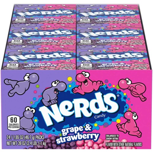 Nerds Grape & Strawberry Candy, 1.65 Ounce, Pack Of 24 - Grape & Strawberry 1.65 Ounce (Pack of 24)