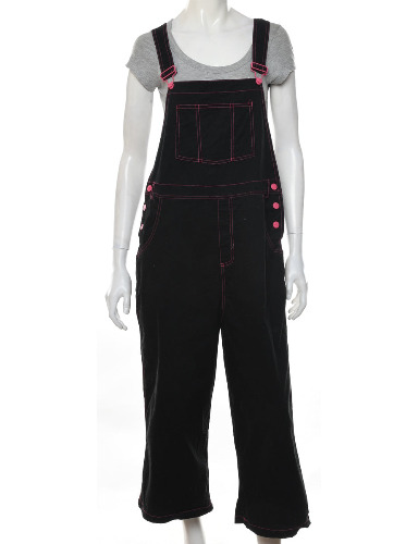 Black & Pink Contrast Stitch 1990s Dungarees - W36 L21 | Default Title