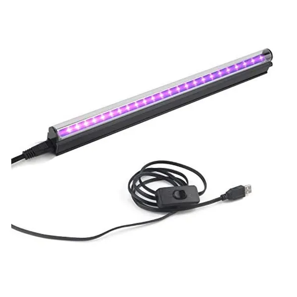 UV LED Black Light Bar, 10W 1ft USB Portable T5 UV Blacklight Lamp Tube, LED Fixtures for Glow in The Dark for Body Paint, Bedroom Decor, Blacklight Parties, Stain Detector, UV Poster, Halloween Club
