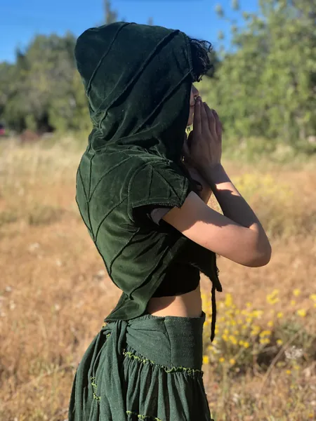 Pixie Leaf Hood Vest, Fairy Clothing, Elf Hood Vest, Elven Hood Vest, Festival Clothing, Fairie Fairy Costume, Tinker Bell Vest, Gypsy, Boho