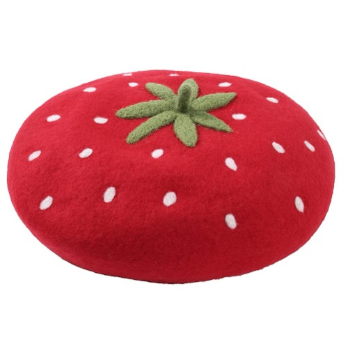 Zasy Casual Wool Beret Hat Classic French Artist Beanies Handmade Cap for Women… - Strawberry