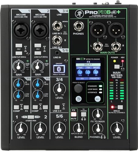 Mackie ProFX6v3+ 6-channel Mixer with Effects and USB - 6-Channel Enhanced + Bluetooth
